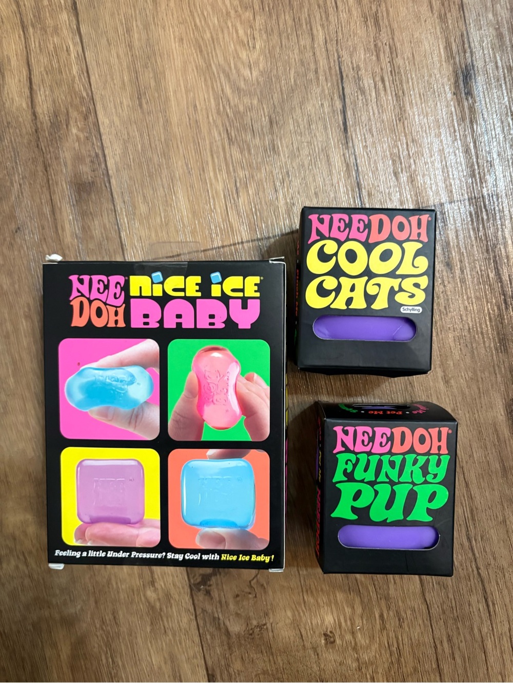 Needoh Schylling Cool Cats & Funky Pup Sensory Toys - Purple nice ice bundle